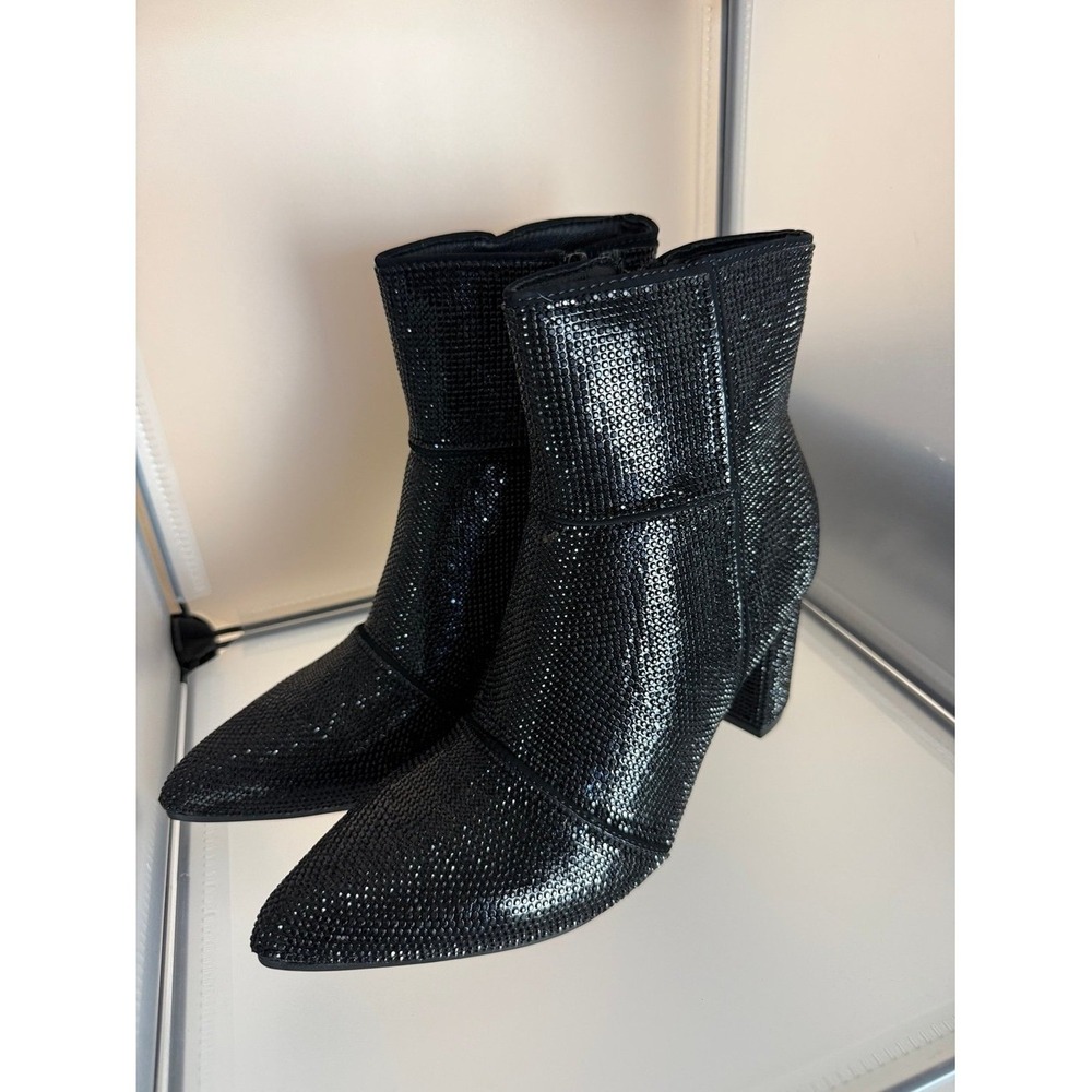 Forever Link Women's Rhinestone Embellished Pointed Toe Ankle Bootie Size 7.5 - Picture 5 of 8